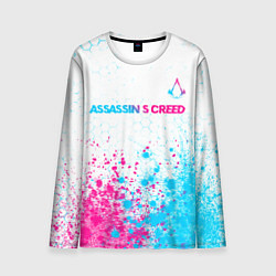 Мужской лонгслив Assassins Creed neon gradient style посередине