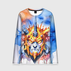 Лонгслив мужской Серьезный оранжевый робот акварель, цвет: 3D-принт