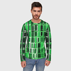 Лонгслив мужской Зелёные прямоугольники, цвет: 3D-принт — фото 2