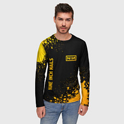 Лонгслив мужской Nine Inch Nails - gold gradient вертикально, цвет: 3D-принт — фото 2