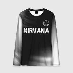 Лонгслив мужской Nirvana glitch на темном фоне посередине, цвет: 3D-принт