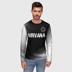 Лонгслив мужской Nirvana glitch на темном фоне посередине, цвет: 3D-принт — фото 2