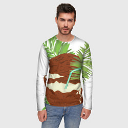 Лонгслив мужской Кокосы и листья, цвет: 3D-принт — фото 2