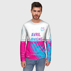 Лонгслив мужской Avril Lavigne neon gradient style посередине, цвет: 3D-принт — фото 2