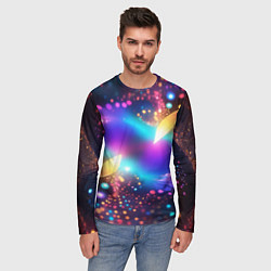 Лонгслив мужской Абстрактный розово синий фрактал, цвет: 3D-принт — фото 2