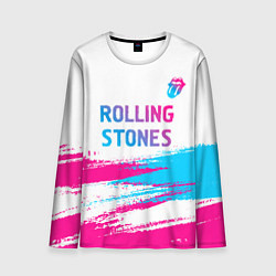 Мужской лонгслив Rolling Stones neon gradient style посередине