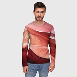 Лонгслив мужской Нежная персиковая абстракция, цвет: 3D-принт — фото 2