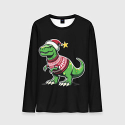 Мужской лонгслив Динозавр в рождественнском свитере