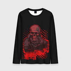 Лонгслив мужской Красный скелет на чёрном фоне, цвет: 3D-принт