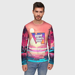 Лонгслив мужской GTA 6 retro abstract, цвет: 3D-принт — фото 2