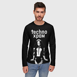 Лонгслив мужской Techno храм дерзкая монашка, цвет: 3D-принт — фото 2