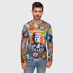 Лонгслив мужской Donald Trump - american сollage, цвет: 3D-принт — фото 2