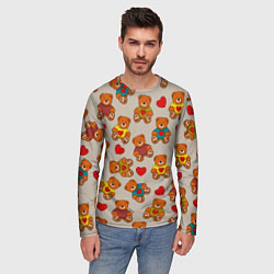 Лонгслив мужской Мишки в свитерах и сердечки, цвет: 3D-принт — фото 2