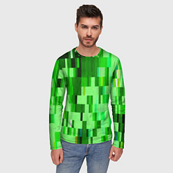 Лонгслив мужской Зелёный глитч, цвет: 3D-принт — фото 2