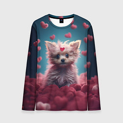 Мужской лонгслив Милый щенок в сердечках