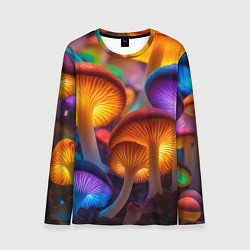 Лонгслив мужской Неоновые светящиеся грибы, цвет: 3D-принт
