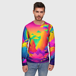 Лонгслив мужской Яркие краски перетекают в радугу, цвет: 3D-принт — фото 2