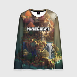 Лонгслив мужской Minecraft logo горы и реки, цвет: 3D-принт