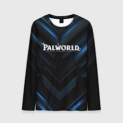 Мужской лонгслив Palworld logo blue neon abstract black