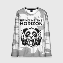 Лонгслив мужской Bring Me the Horizon рок панда на светлом фоне, цвет: 3D-принт