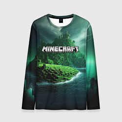 Лонгслив мужской Minecraft logo зеленый мир, цвет: 3D-принт
