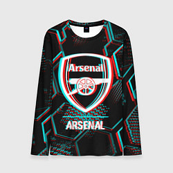 Лонгслив мужской Arsenal FC в стиле glitch на темном фоне, цвет: 3D-принт