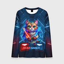 Мужской лонгслив Beat Saber кот музыкальный джедай
