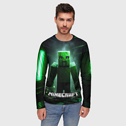 Лонгслив мужской Minecraft зеленый злой персонаж, цвет: 3D-принт — фото 2