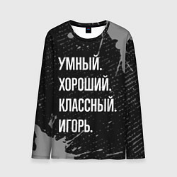 Лонгслив мужской Умный хороший классный: Игорь, цвет: 3D-принт