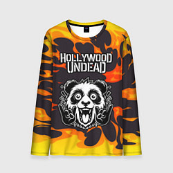 Лонгслив мужской Hollywood Undead рок панда и огонь, цвет: 3D-принт