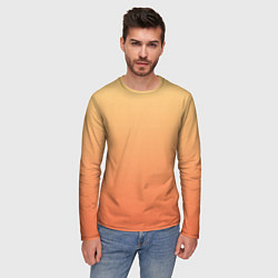 Лонгслив мужской Градиент солнечный жёлто-оранжевый приглушённый, цвет: 3D-принт — фото 2