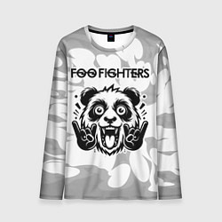 Мужской лонгслив Foo Fighters рок панда на светлом фоне