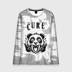Мужской лонгслив The Cure рок панда на светлом фоне