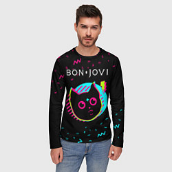 Лонгслив мужской Bon Jovi - rock star cat, цвет: 3D-принт — фото 2