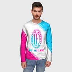 Лонгслив мужской AC Milan neon gradient style, цвет: 3D-принт — фото 2