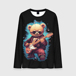 Мужской лонгслив Плюшевый медведь музыкант с гитарой
