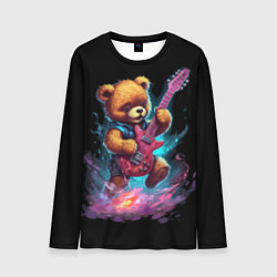 Мужской лонгслив Большой плюшевый медведь играет на гитаре