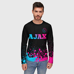 Лонгслив мужской Ajax - neon gradient посередине, цвет: 3D-принт — фото 2