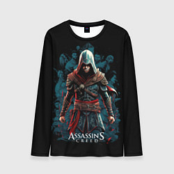 Мужской лонгслив Assassins creed черный фон
