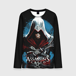 Лонгслив мужской Assassins creed темный синий фон, цвет: 3D-принт