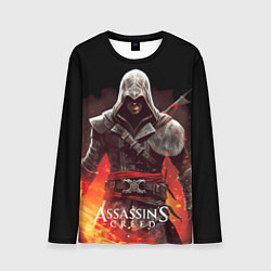 Мужской лонгслив Assassins creed огненный фон вокруг
