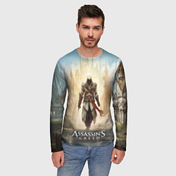 Лонгслив мужской Assassins creed на фоне дворца, цвет: 3D-принт — фото 2