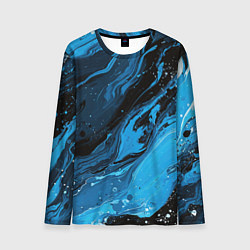 Мужской лонгслив Черно-синяя абстракция геометрическая