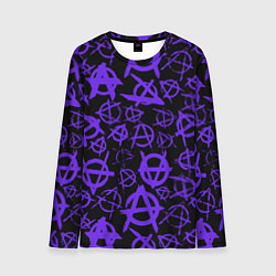 Лонгслив мужской Узор анархия фиолетовый, цвет: 3D-принт