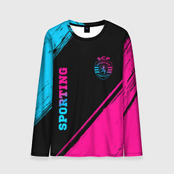 Лонгслив мужской Sporting - neon gradient вертикально, цвет: 3D-принт