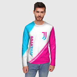 Лонгслив мужской Juventus neon gradient style вертикально, цвет: 3D-принт — фото 2