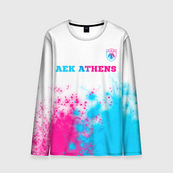 Лонгслив мужской AEK Athens neon gradient style посередине, цвет: 3D-принт