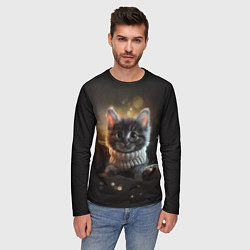 Лонгслив мужской Котенок в свитере - нейросеть, цвет: 3D-принт — фото 2