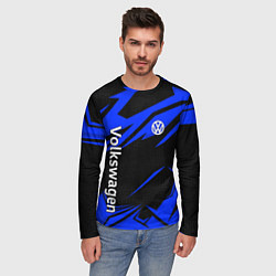 Лонгслив мужской Volkswagen - blue stripes, цвет: 3D-принт — фото 2