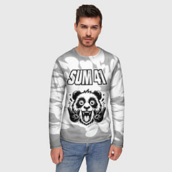 Лонгслив мужской Sum41 рок панда на светлом фоне, цвет: 3D-принт — фото 2